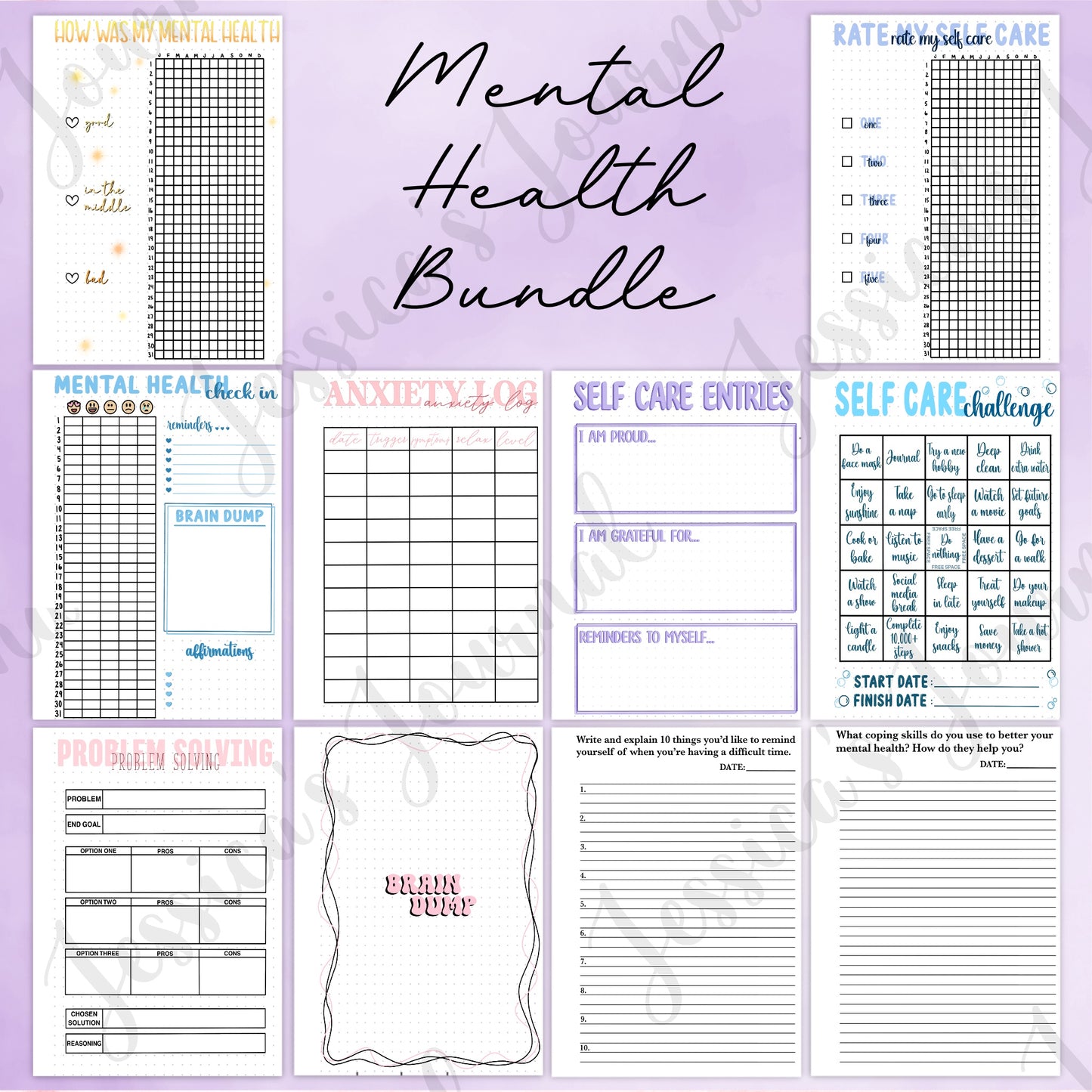 DIGITAL DOWNLOAD PDF Mental Health Spreads Bundle | Journal Spreads