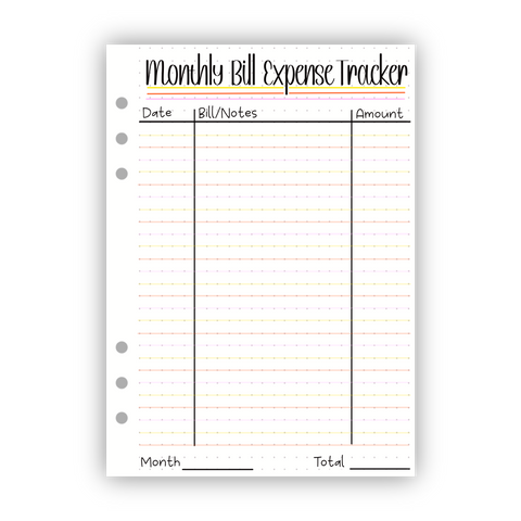 Monthly Bill Expense Tracker