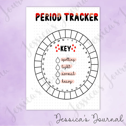 DIGITAL DOWNLOAD PDF Monthly Period Tracker | Journal Spread