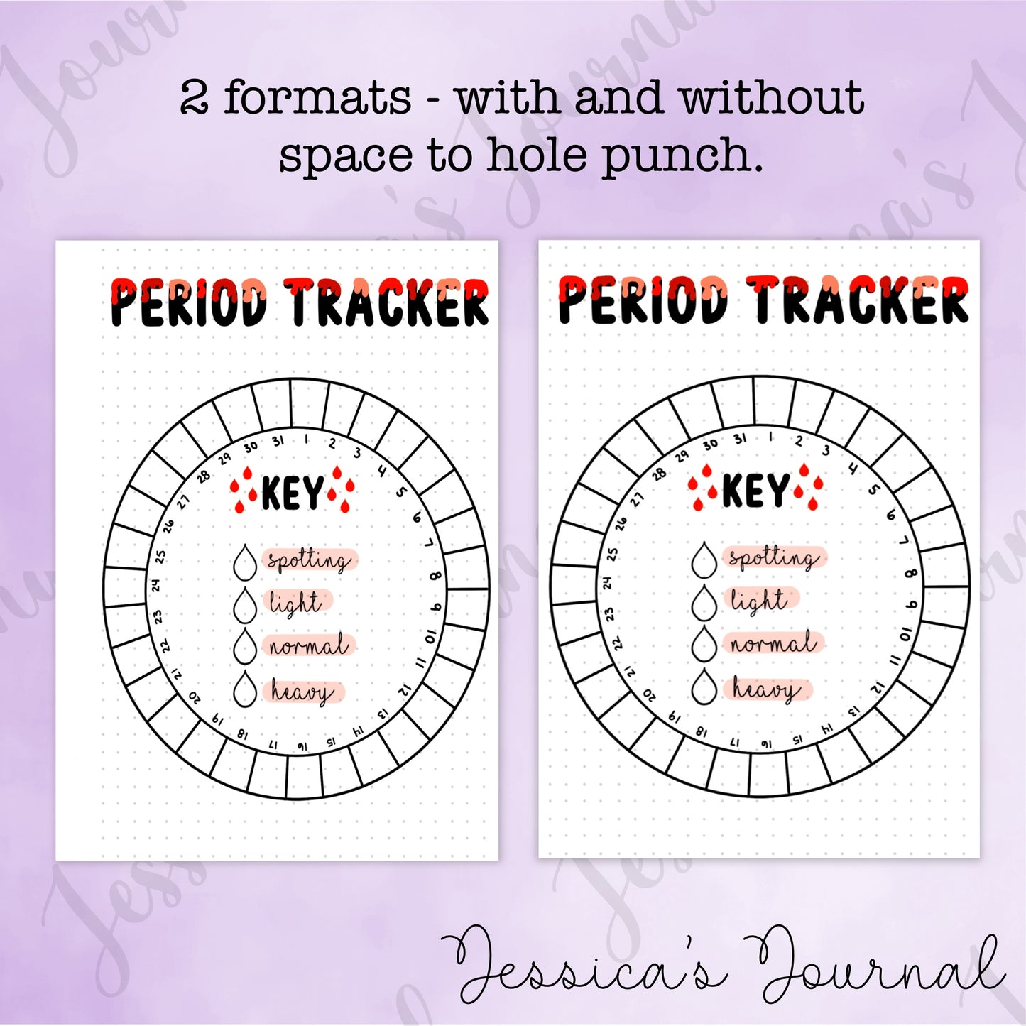 DIGITAL DOWNLOAD PDF Monthly Period Tracker | Journal Spread