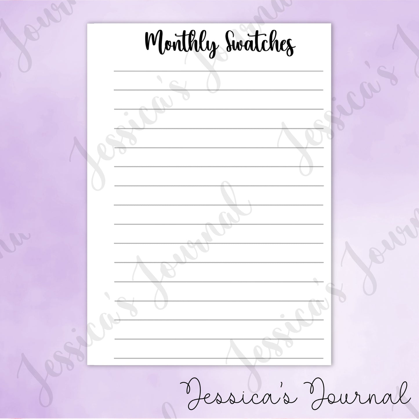 DIGITAL DOWNLOAD PDF Monthly Swatches | Journal Spread