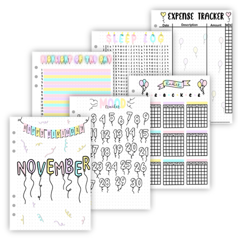 Birthday Themed Monthly Page Bundles