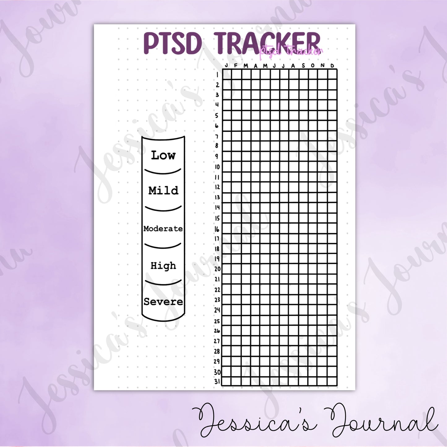 DIGITAL DOWNLOAD PDF PTSD Tracker | Journal Spread