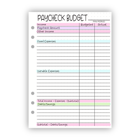 Paycheck Budget Tracker