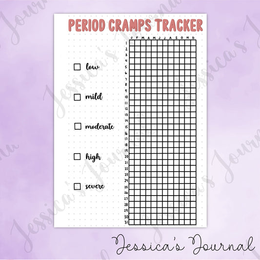 DIGITAL DOWNLOAD PDF Period Cramps Tracker | Journal Spread