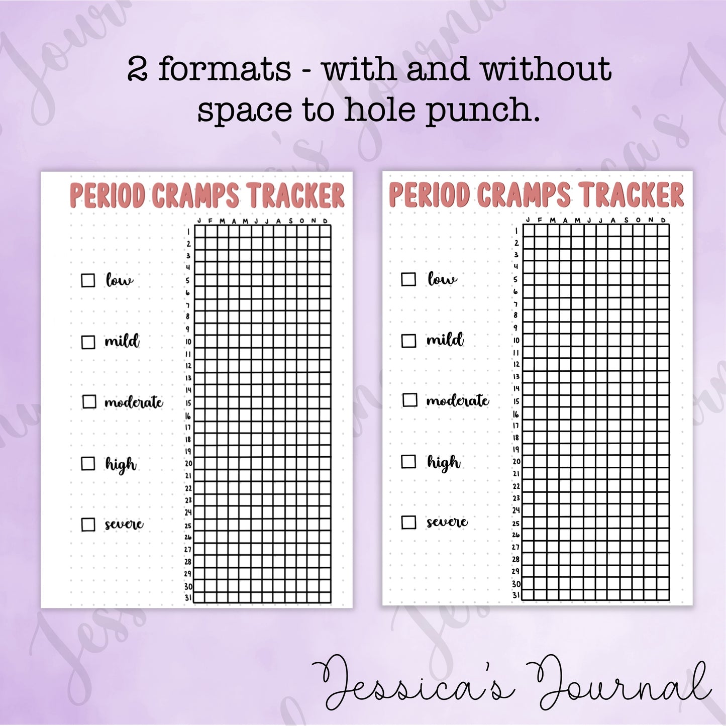 DIGITAL DOWNLOAD PDF Period Cramps Tracker | Journal Spread