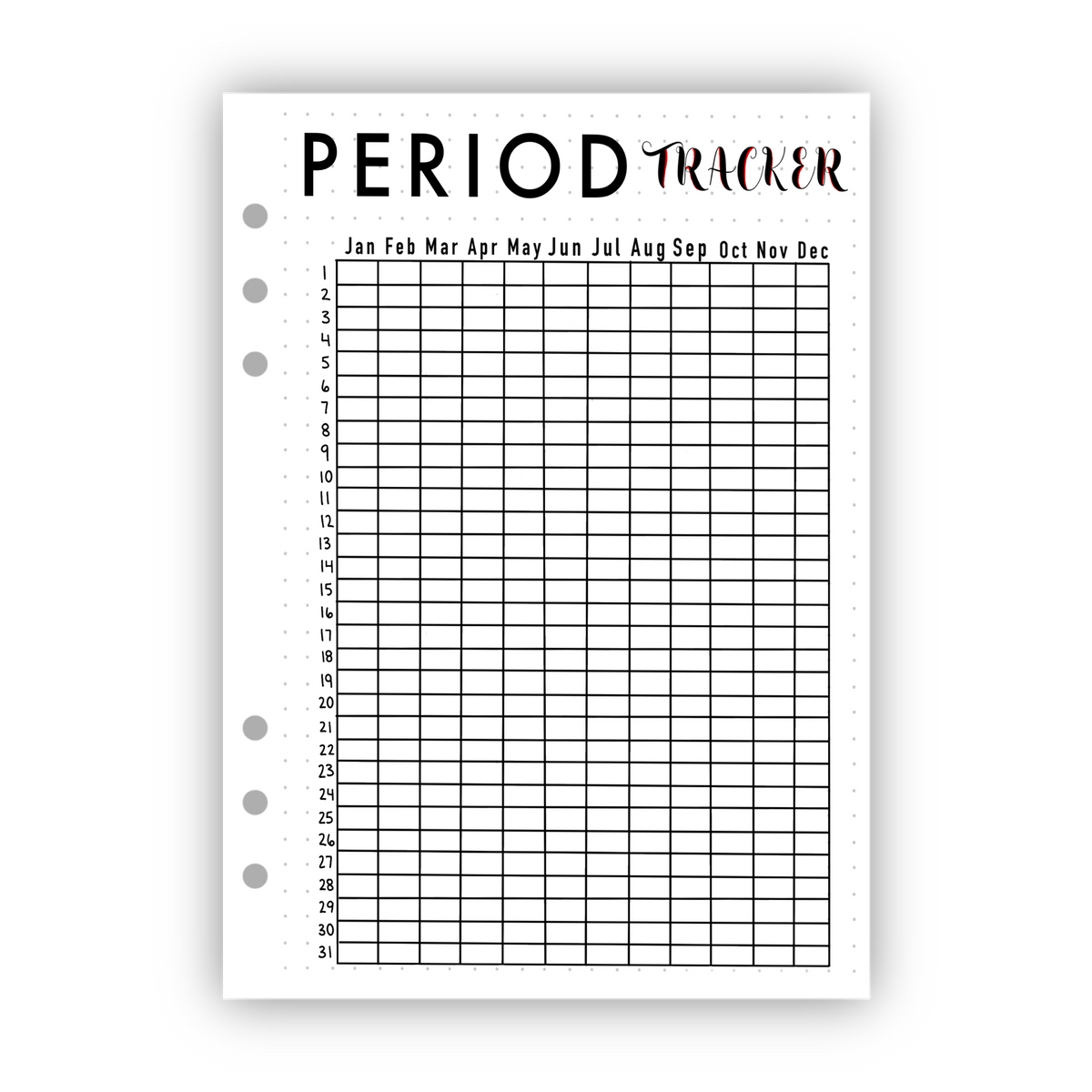 Period Tracker | Binder-Ready Journal Page
