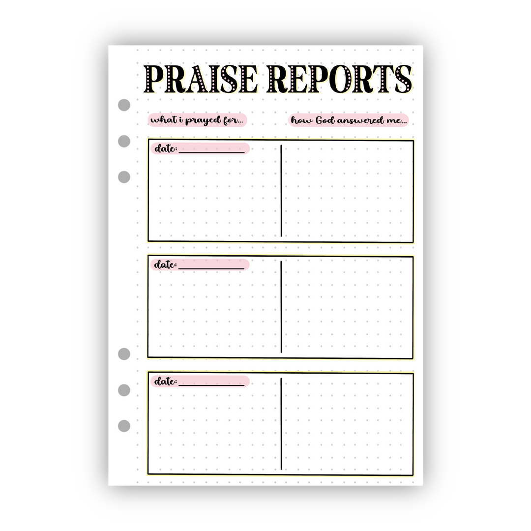 Praise Reports | Binder-Ready Journal Page