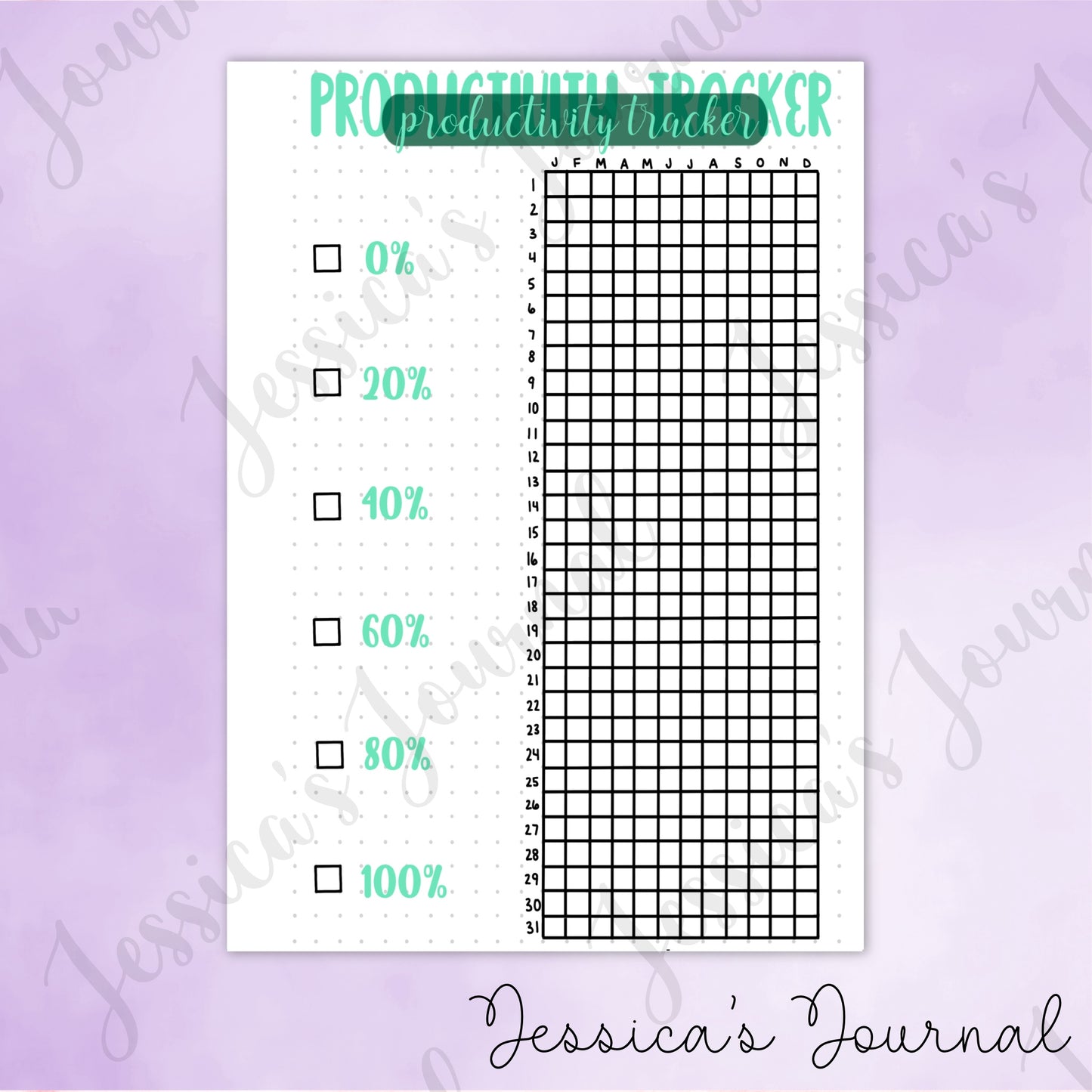 DIGITAL DOWNLOAD PDF Productivity Tracker | Journal Spread