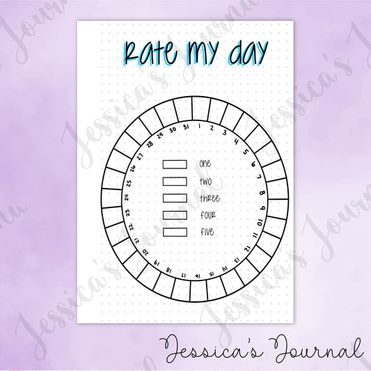 DIGITAL DOWNLOAD PDF Monthly Rate My Day Tracker | Journal Spread