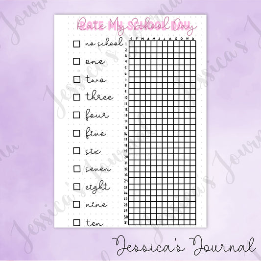 DIGITAL DOWNLOAD PDF Rate My School Day Tracker | Journal Spread