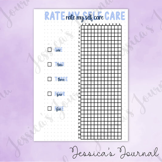 DIGITAL DOWNLOAD PDF Rate my Self Care | Journal Spread