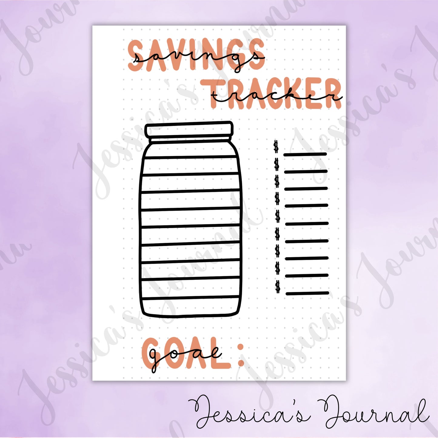 DIGITAL DOWNLOAD PDF Savings Tracker | Journal Spread