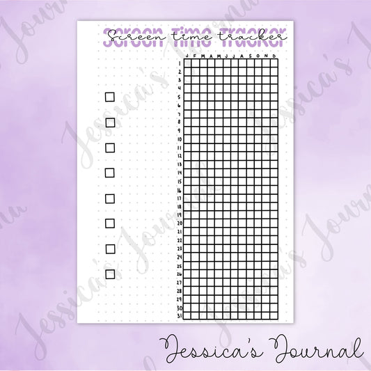 DIGITAL DOWNLOAD PDF Screen Time Tracker | Journal Spread