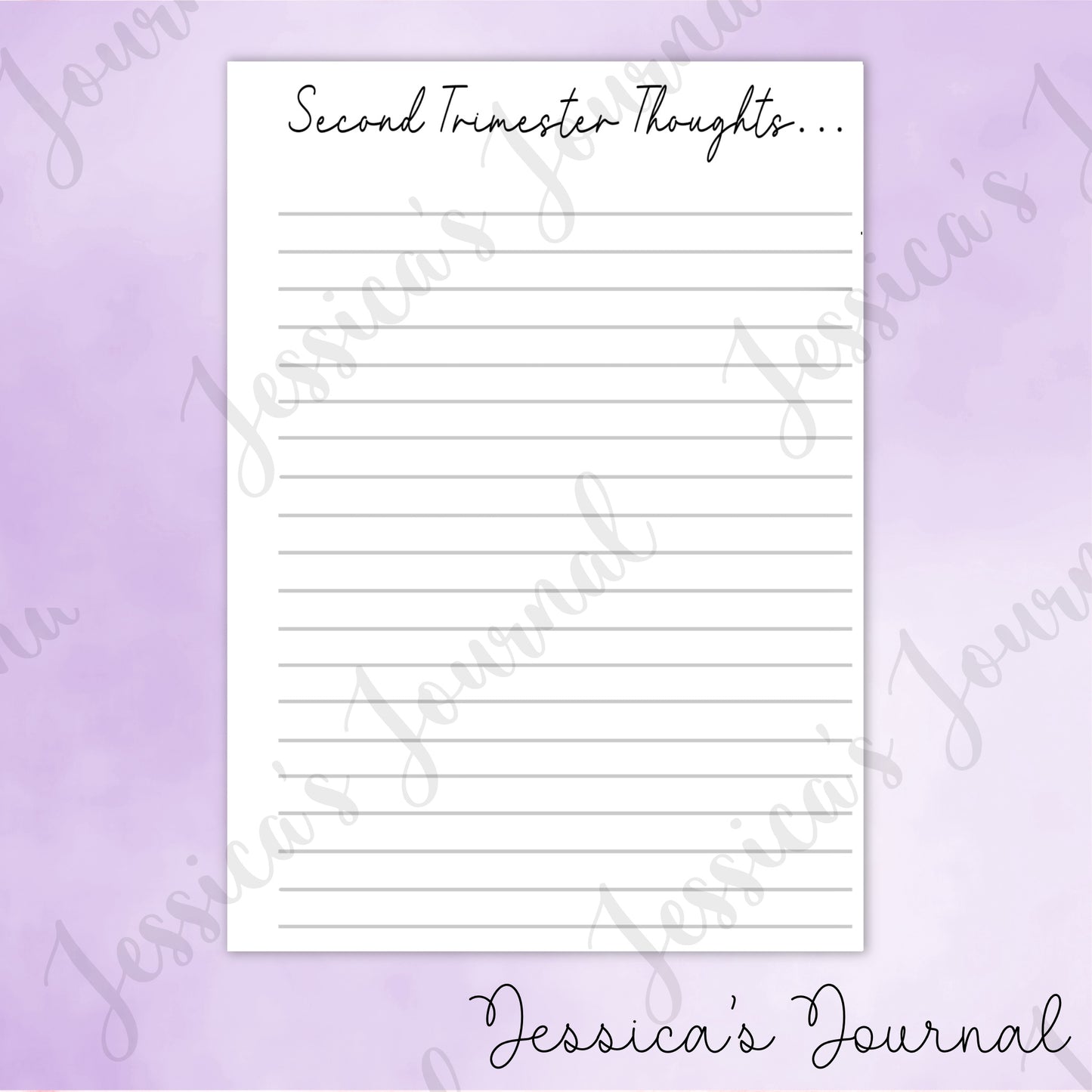 DIGITAL DOWNLOAD PDF Second Trimester Thoughts | Pregnancy Journal Spread