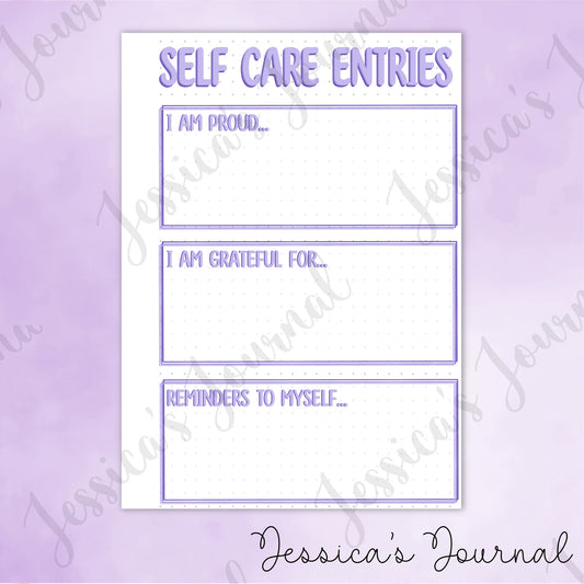 DIGITAL DOWNLOAD PDF Self Care Entries | Journal Spread