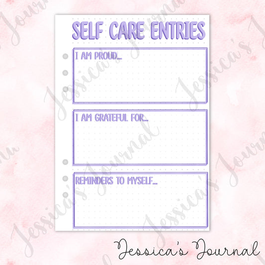 Self Care Entries | Journal Spread