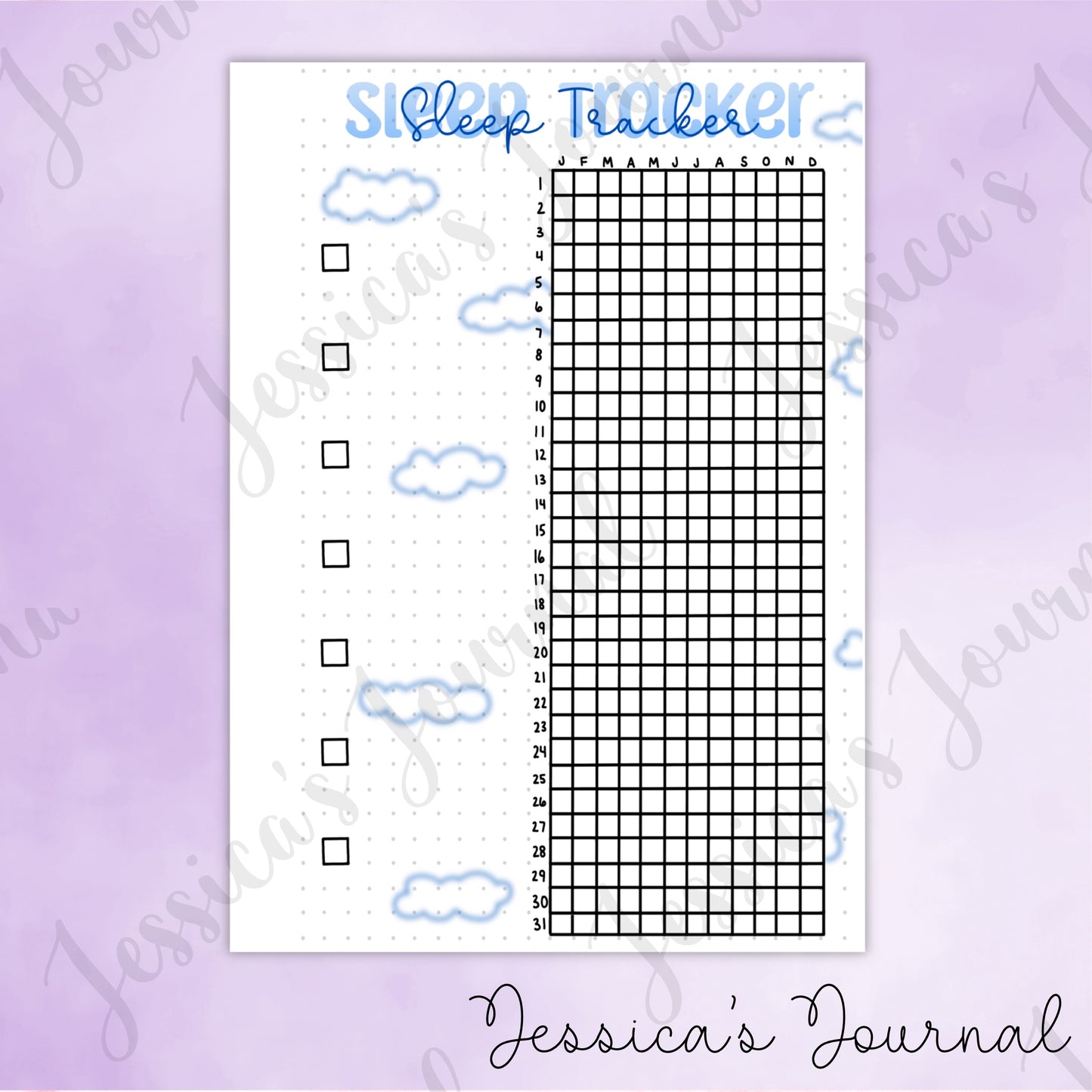 DIGITAL DOWNLOAD PDF Sleep Tracker | Journal Spread