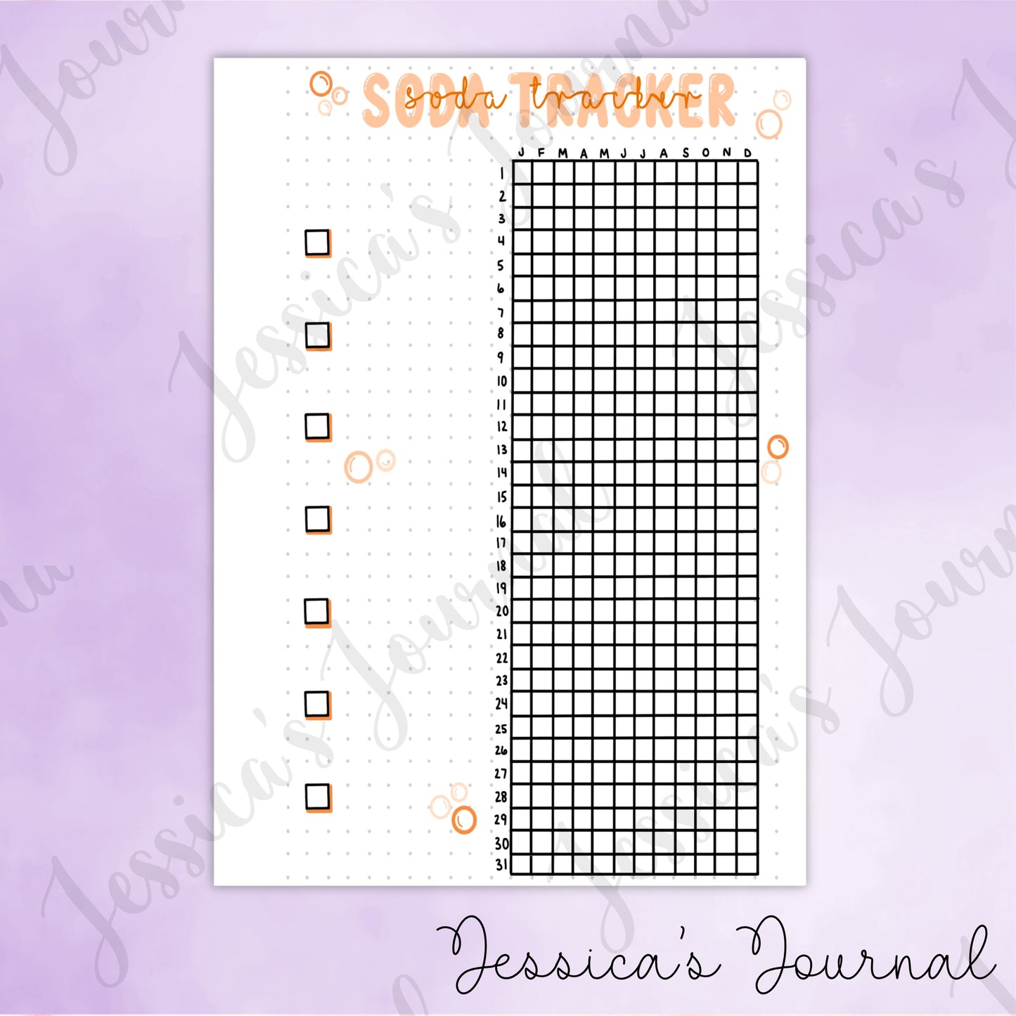 DIGITAL DOWNLOAD PDF Soda Tracker | Journal Spread