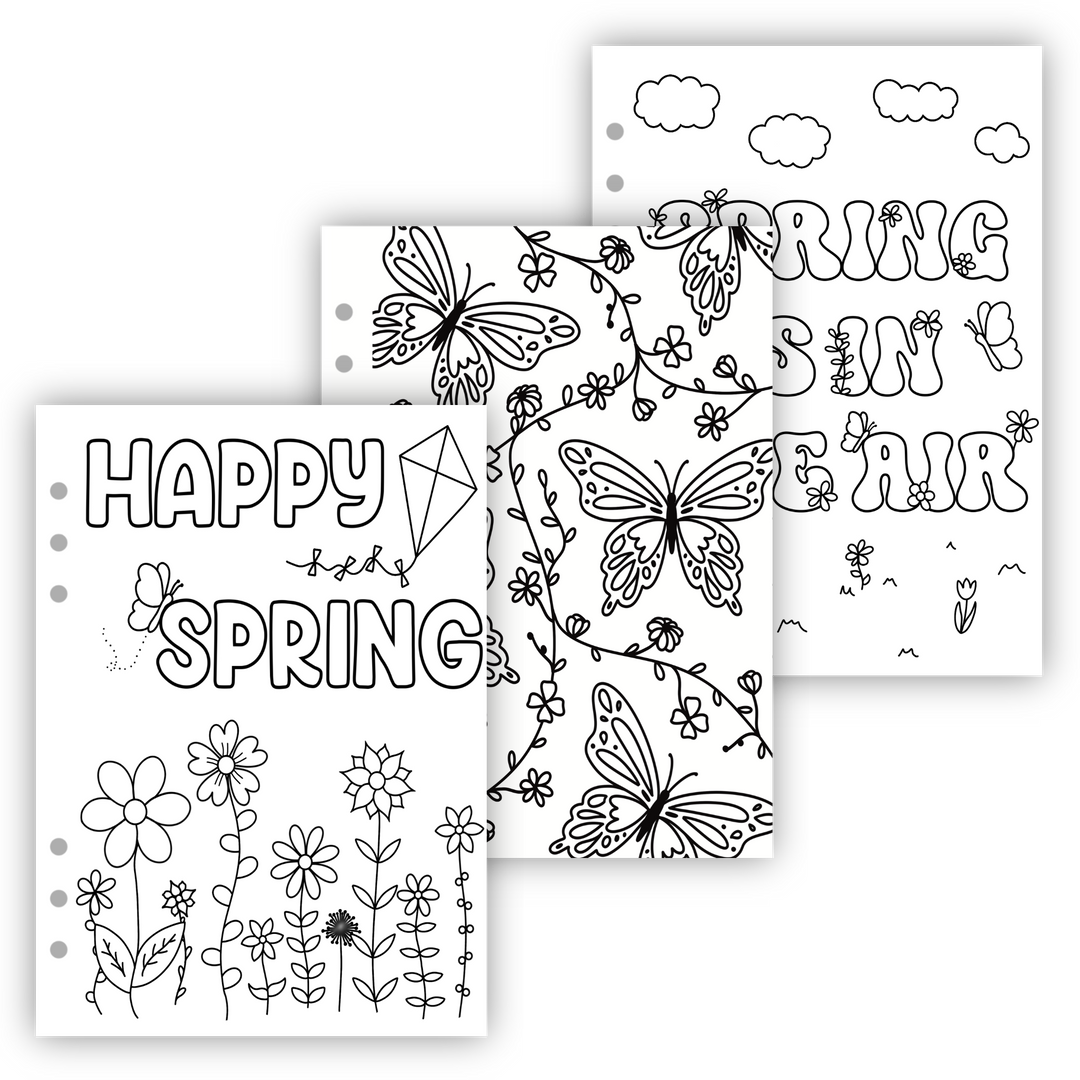 Spring Coler Pages Spring Themed Coloring Pages | Binder-Ready Journal Page