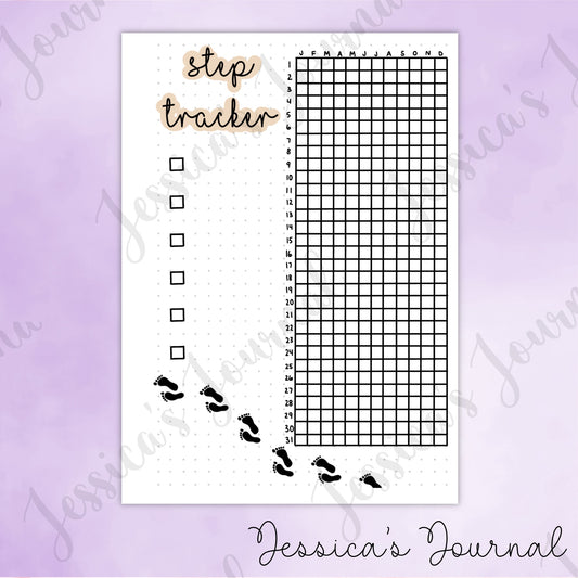 DIGITAL DOWNLOAD PDF Step Tracker | Journal Spread