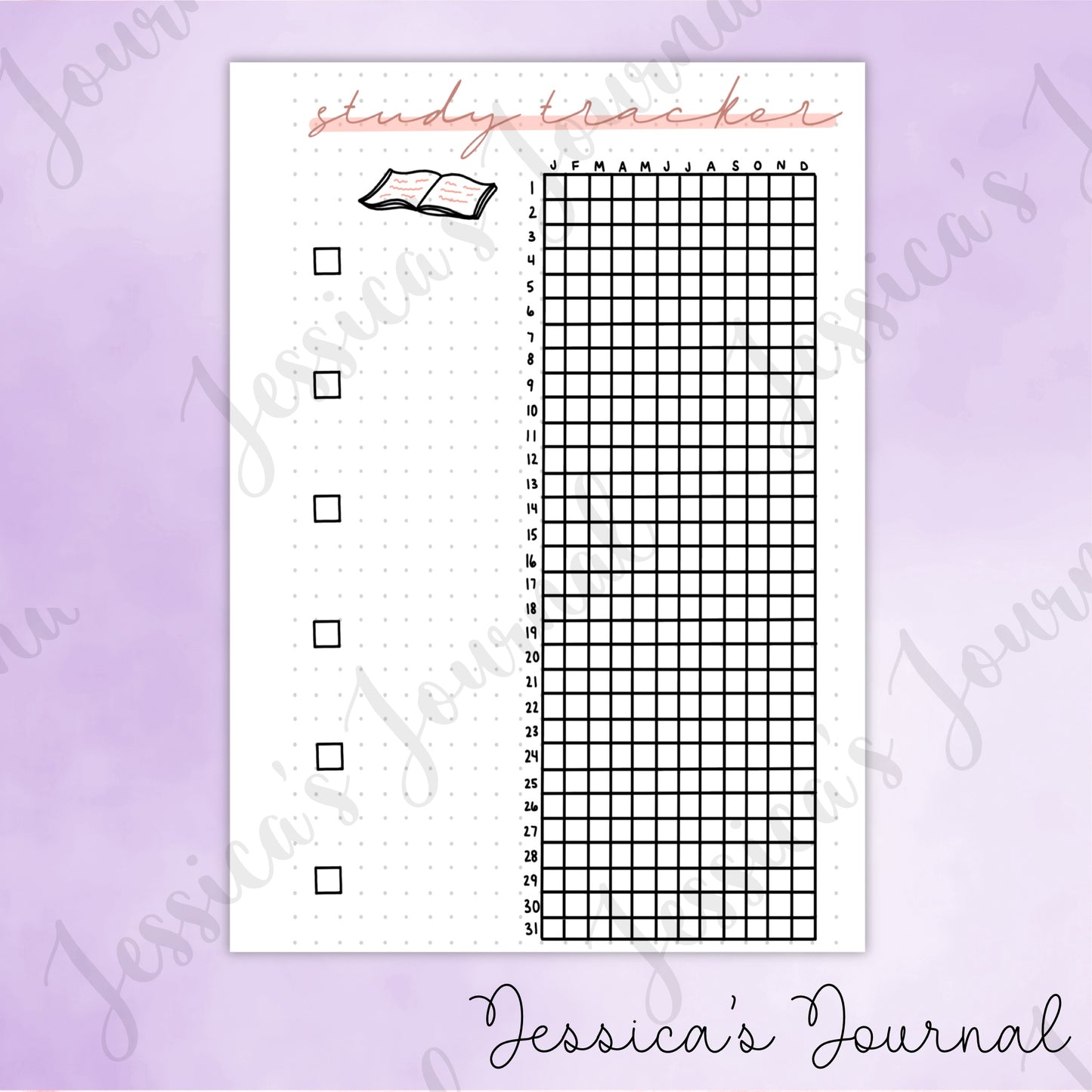 DIGITAL DOWNLOAD PDF Study Tracker | Journal Spread