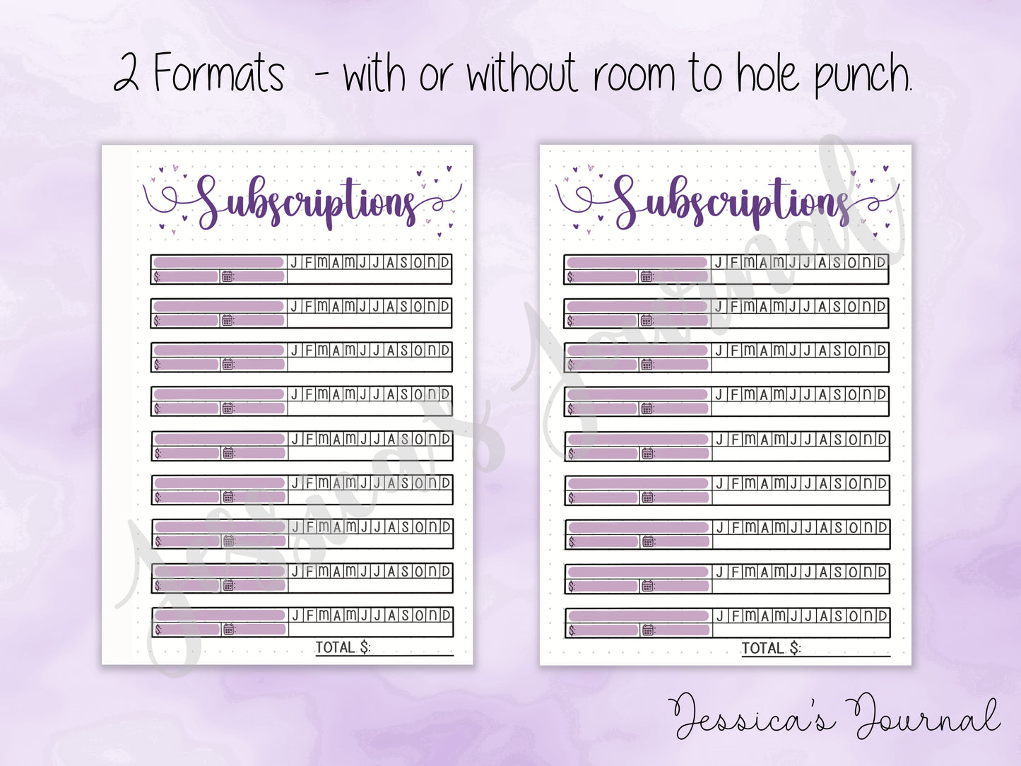 DIGITAL DOWNLOAD PDF Subscriptions Log | Journal Spread