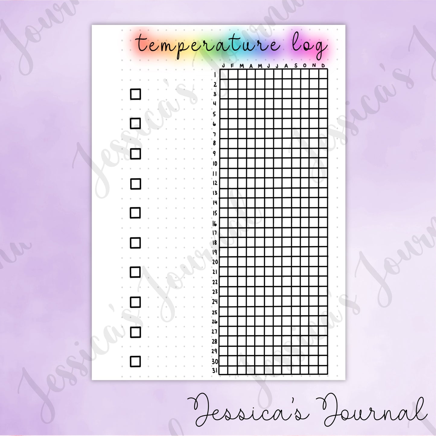 DIGITAL DOWNLOAD PDF Temperature Log | Journal Spread