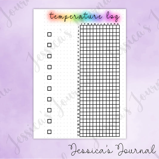 DIGITAL DOWNLOAD PDF Temperature Log | Journal Spread