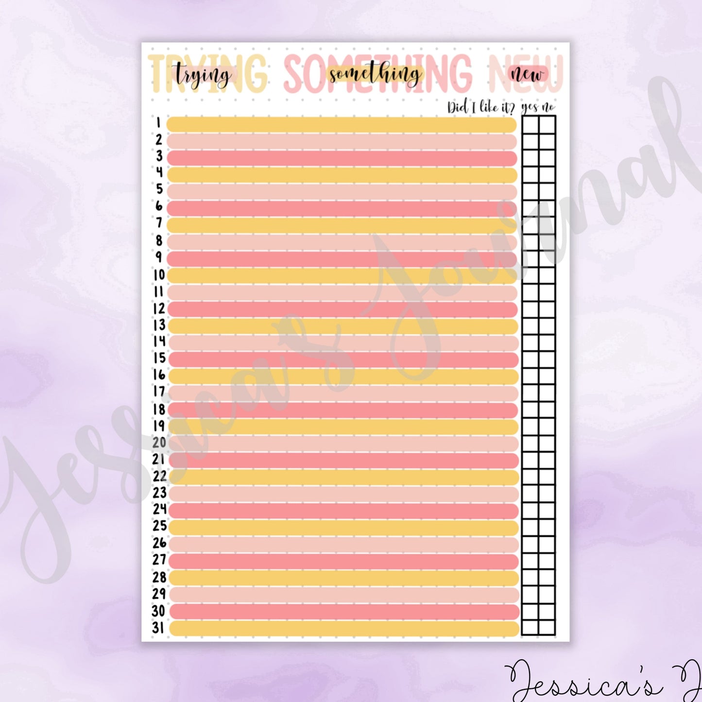 DIGITAL DOWNLOAD PDF Trying Something New Tracker | Journal Spread