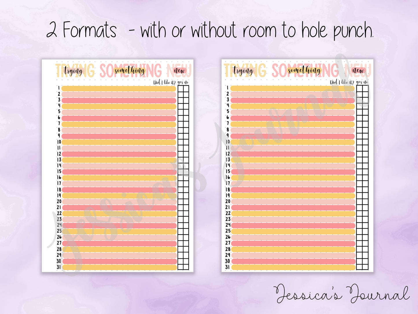 DIGITAL DOWNLOAD PDF Trying Something New Tracker | Journal Spread