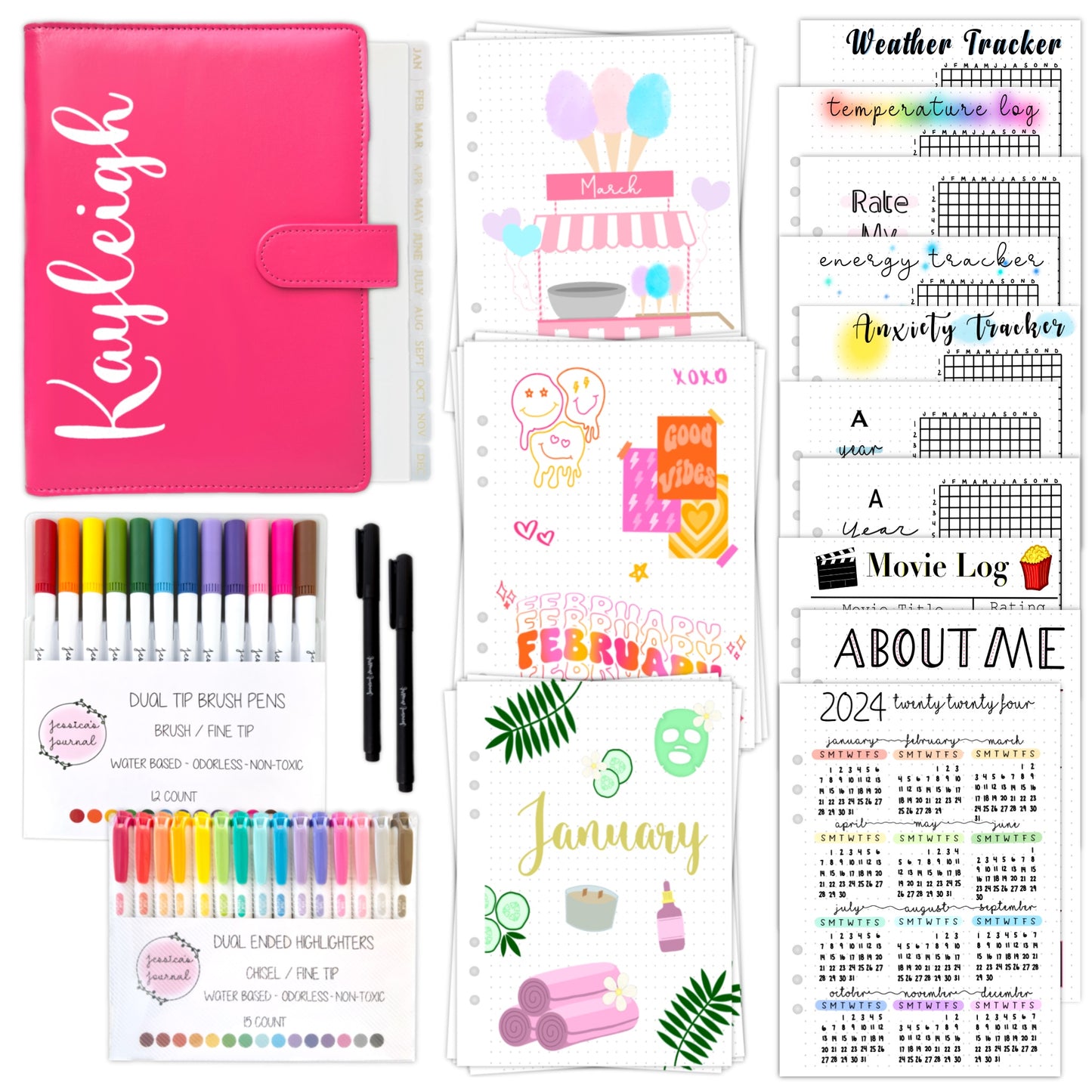 The Ultimate Self-Care Journal Starter Kit | Yearly Pages | Personalized Journal | Monthly Spreads | Stationery