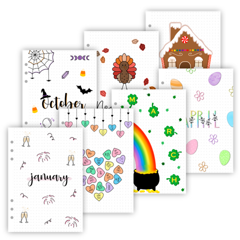 2025 Monthly Holiday Page Sets