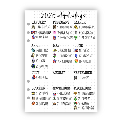 2025 Holidays