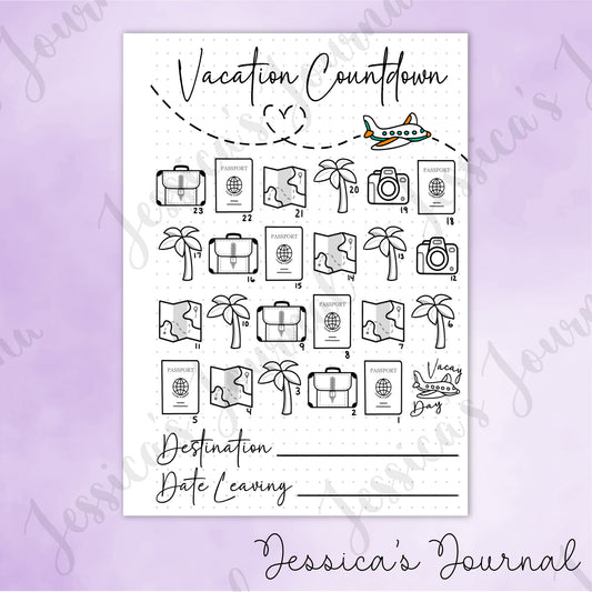 DIGITAL DOWNLOAD PDF Vacation Countdown | Journal Spread