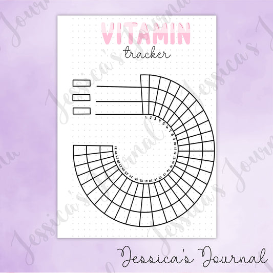 DIGITAL DOWNLOAD PDF Vitamin Tracker | Journal Spread