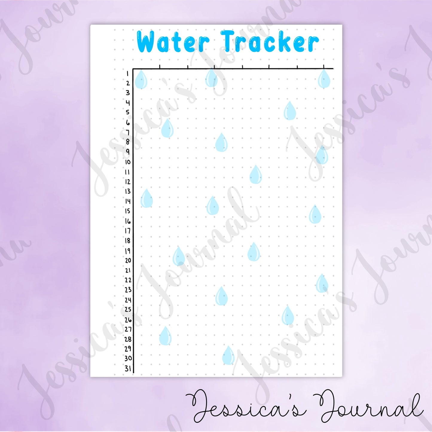 DIGITAL DOWNLOAD PDF Monthly Water Tracker | Journal Spread