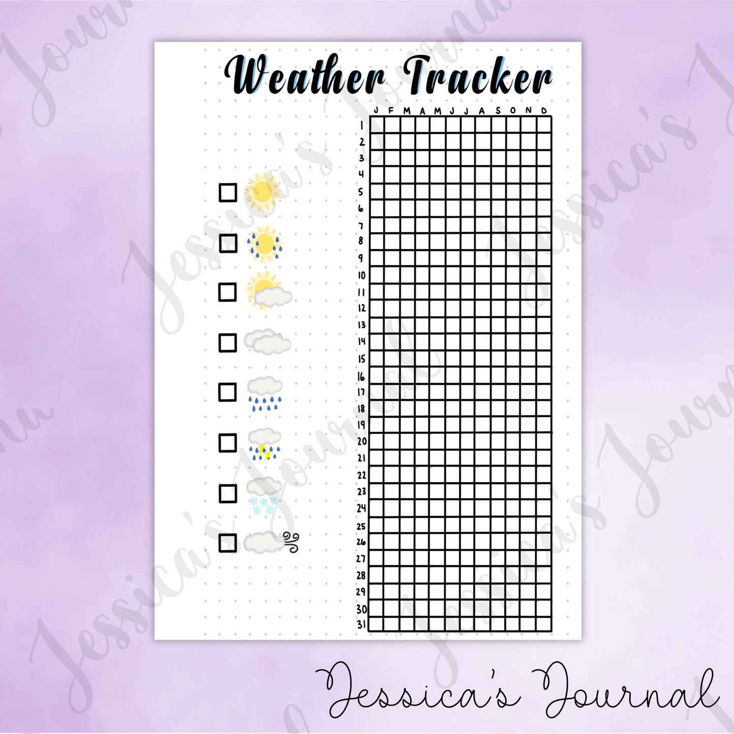 DIGITAL DOWNLOAD PDF Weather Tracker | Journal Spread