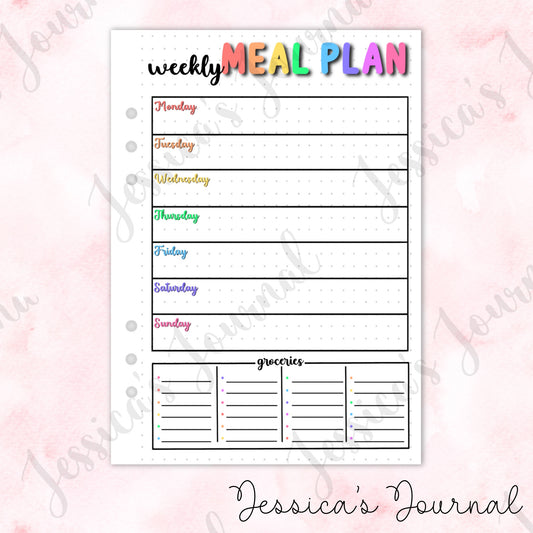 Weekly Meal Plan Tracker | Journal Spread