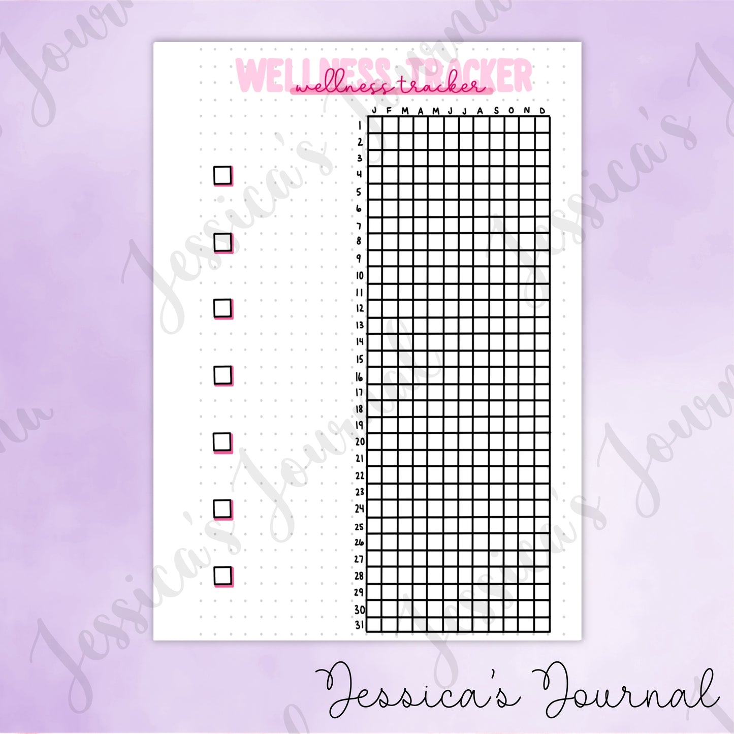 DIGITAL DOWNLOAD PDF Wellness Tracker | Journal Spread