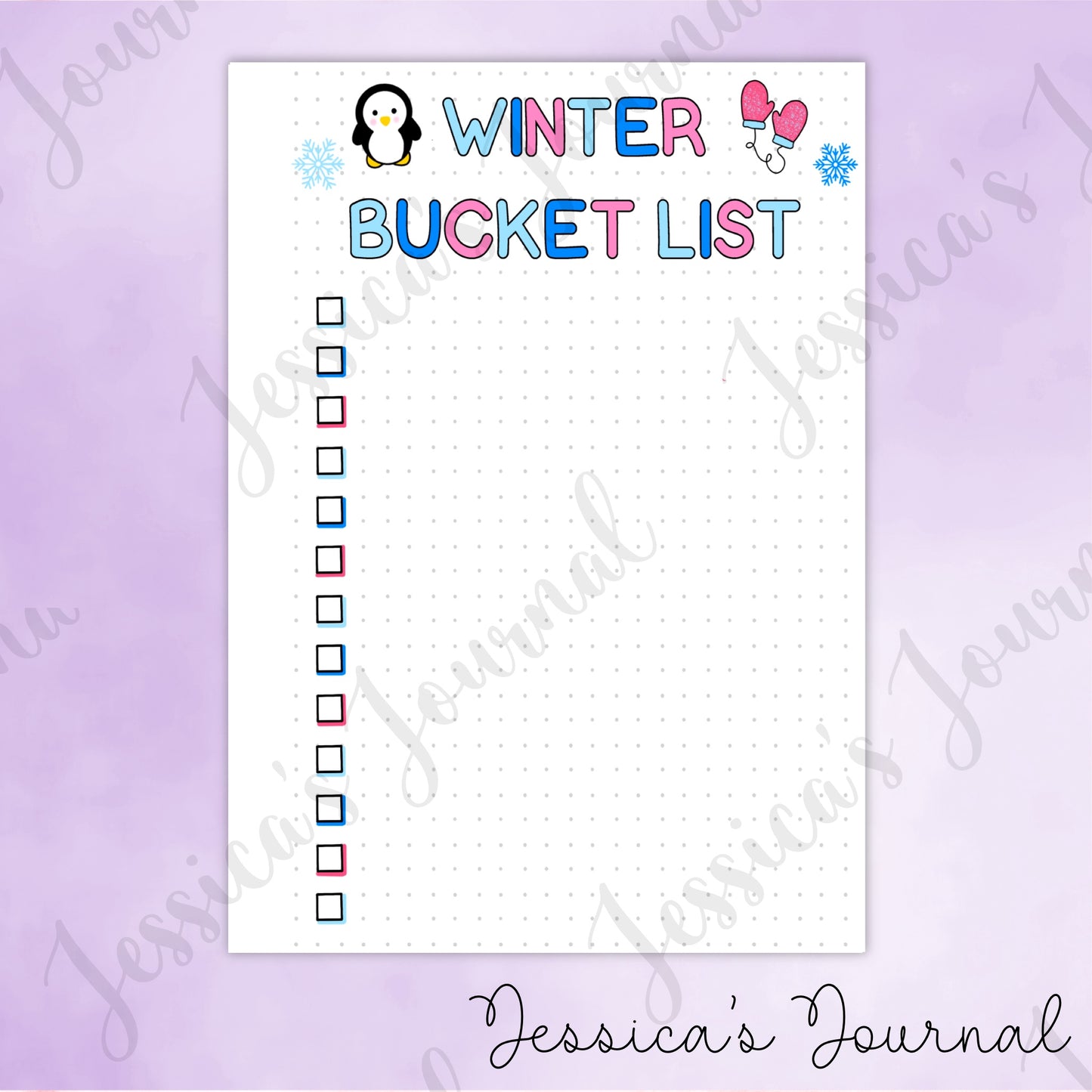 DIGITAL DOWNLOAD PDF Winter Bucket List | Journal Spread