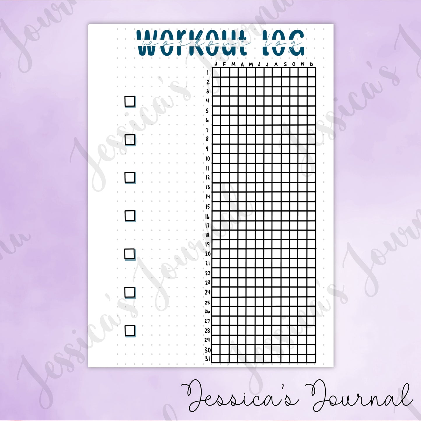 DIGITAL DOWNLOAD PDF Workout Log | Journal Spread