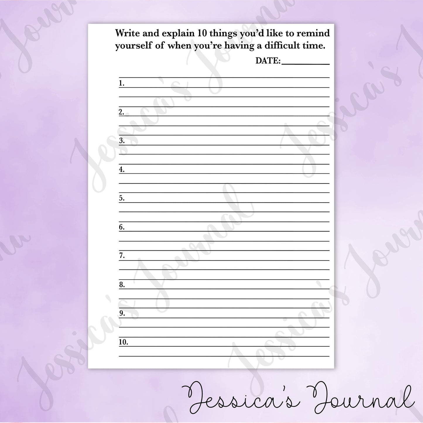 DIGITAL DOWNLOAD PDF 10 Reminders Writing Prompt | Journal Spread