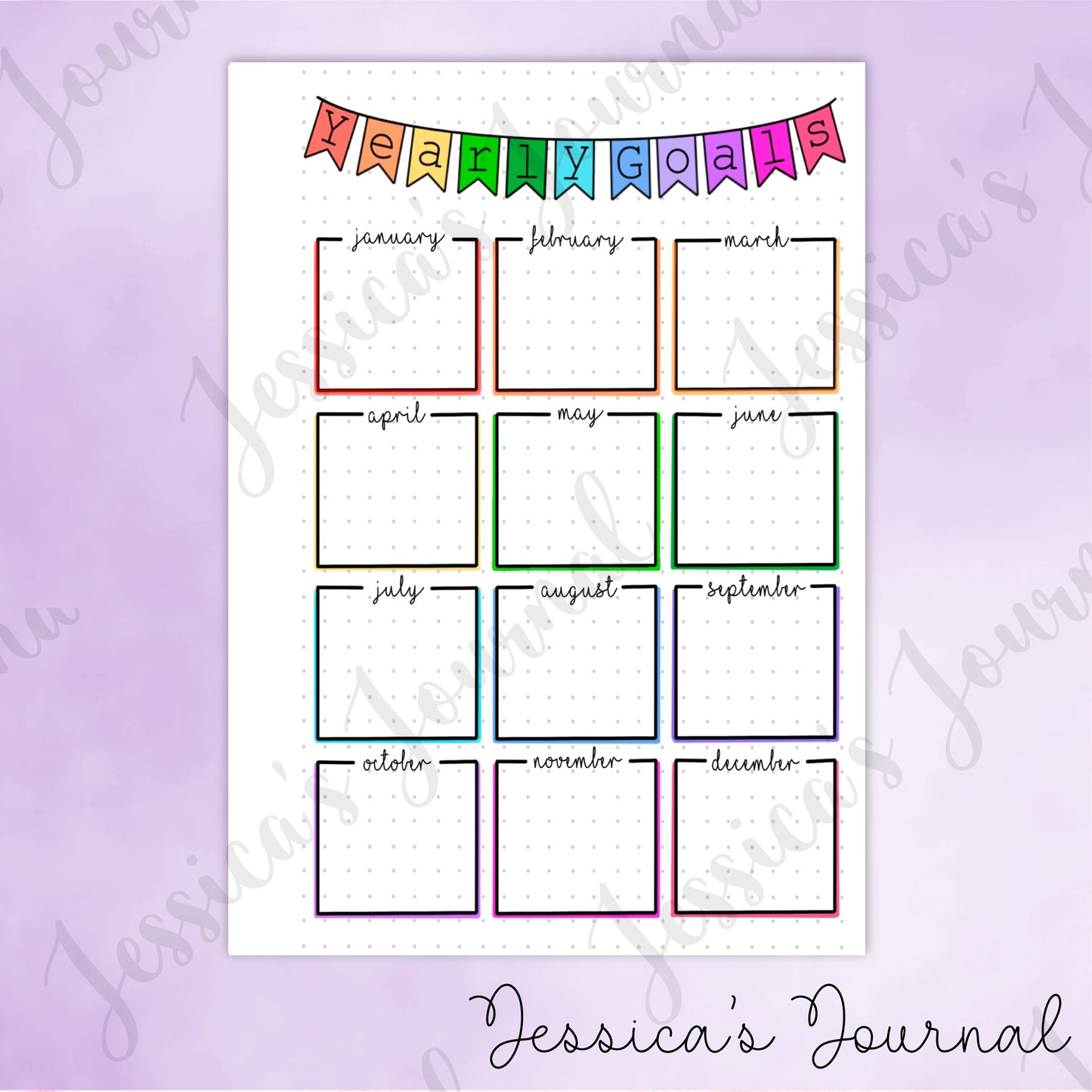 DIGITAL DOWNLOAD PDF Yearly Goals Tracker | Journal Spread