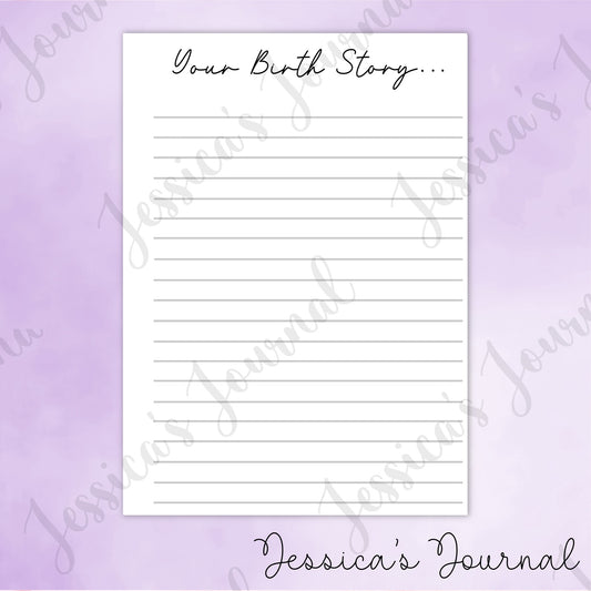 DIGITAL DOWNLOAD PDF Your Birth Story | Pregnancy Journal Spread