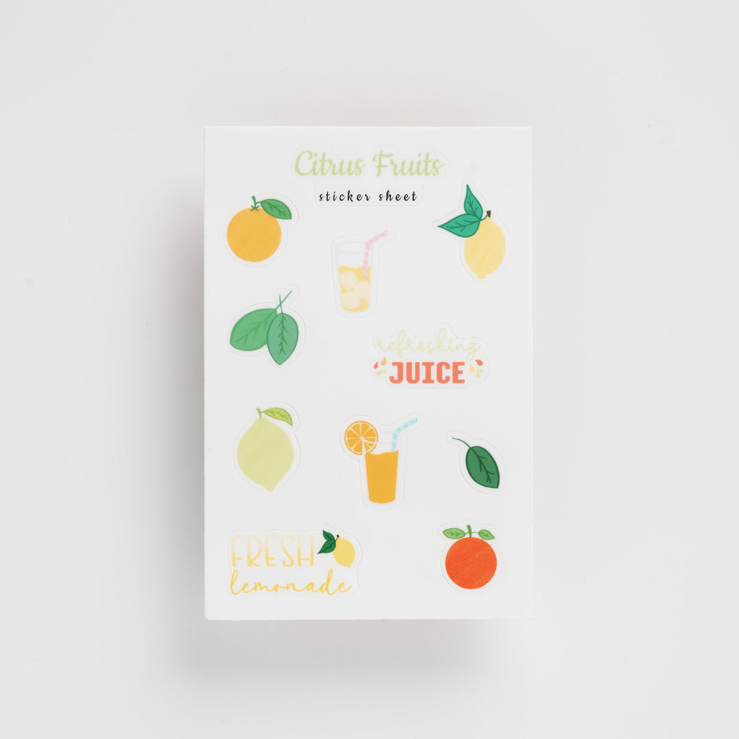 Citrus Fruits Sticker Sheet – Fun Tropical Stickers for Journals & Planners